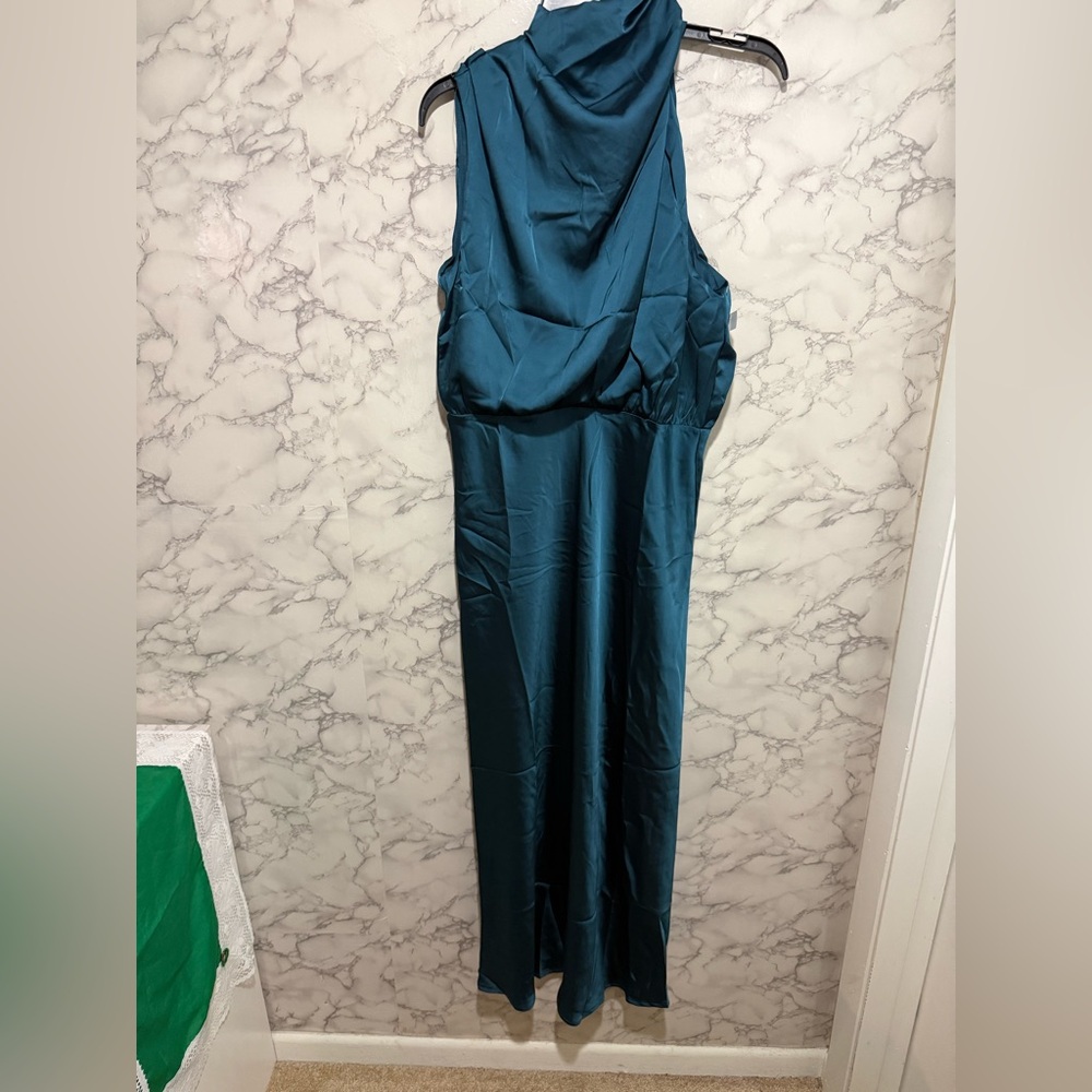 NEW Petal & Pup Anabelle Halter Neck Midi Teal Dress L - Picture 5 of 15